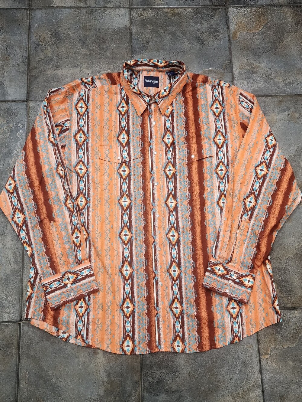 Wrangler Men's 3XL Y2K Checotah Aztec Colorful Western Pearl Snap Shirt